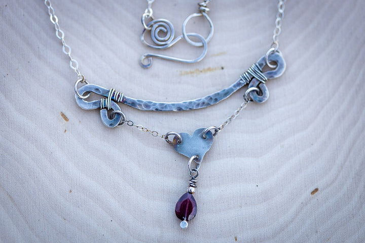Passionate Heart Necklace | Garnet & Fine Silver    Em'z Blendz Soap Co.