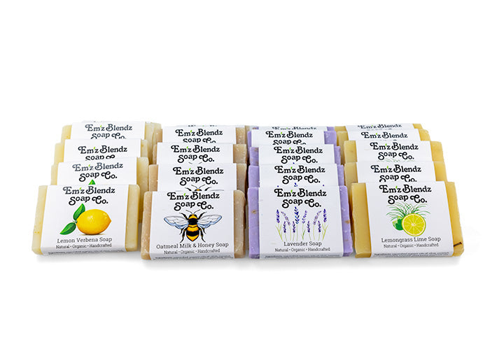 Guest Soap Bars β Mini Amenities Assorted Mix Stock Wrapped (Emz Blendz label) 100 Em'z Blendz Soap Co.