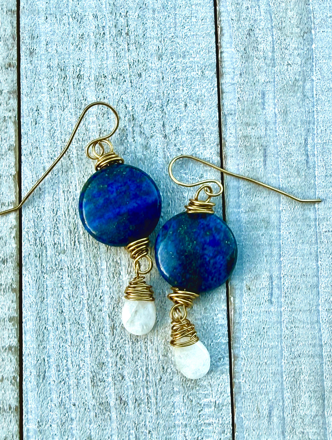 Lapis Lazuli & Moonstone Wrapped in Brass Em'z Blendz Soap Co.