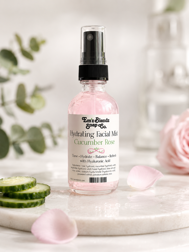 Hydrating Facial Mist | Cucumber Rose with Hyaluronic Acid Em'z Blendz Soap Co.