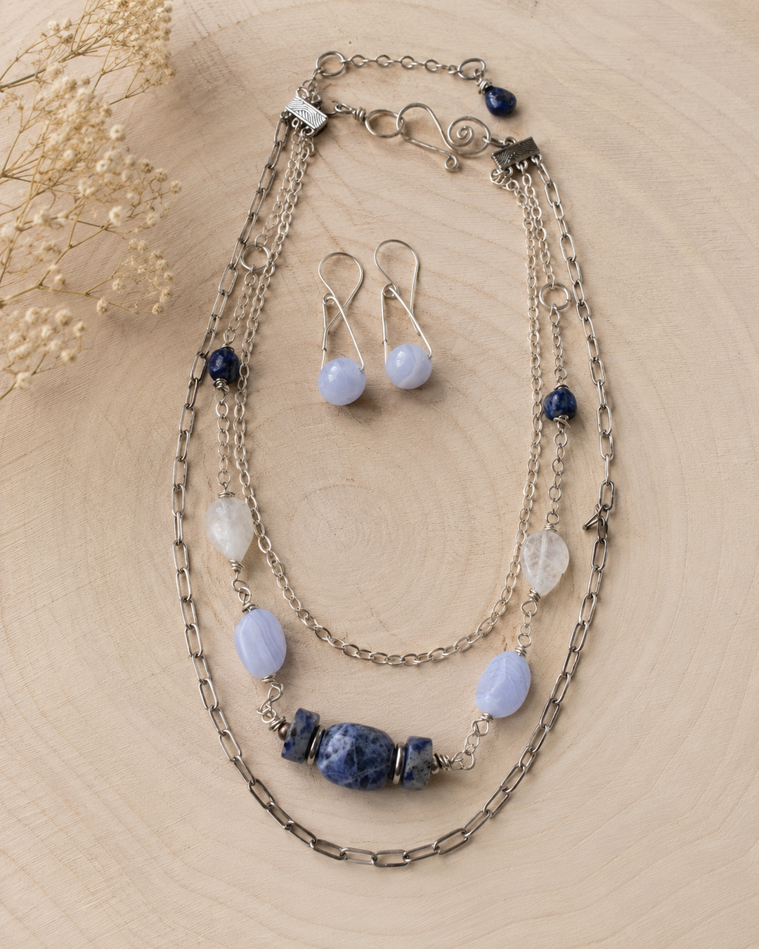 Truth Teller Necklace & Earring Set | Sodalite, Lapis & Sterling Silver