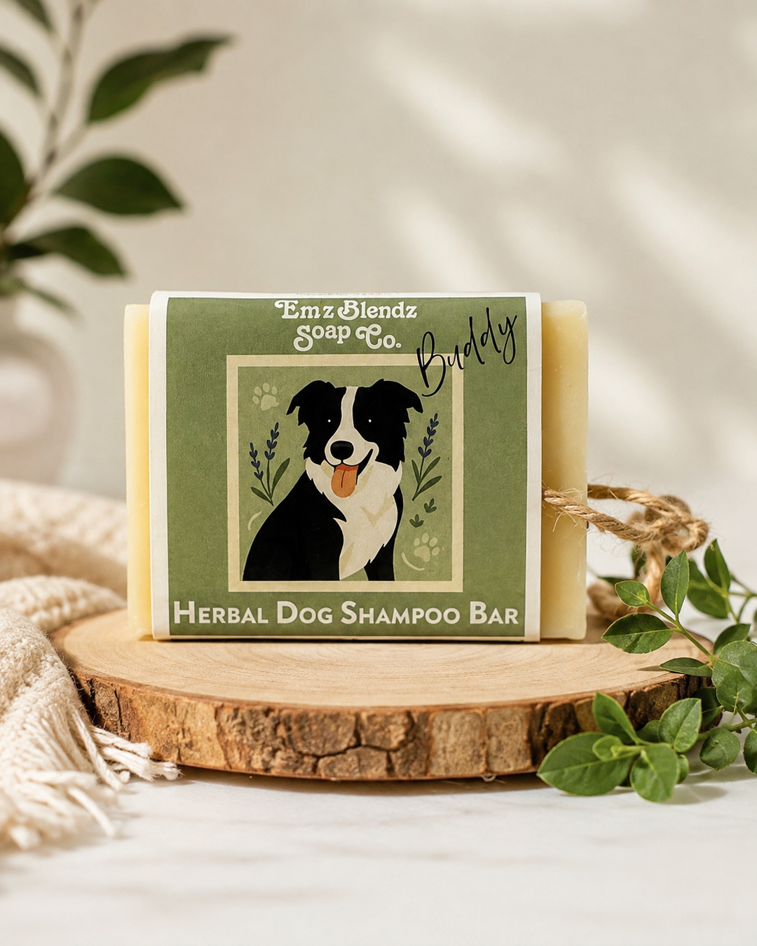 All Natural Dog Shampoo Bar with Wrist Loop Em'z Blendz Soap Co.