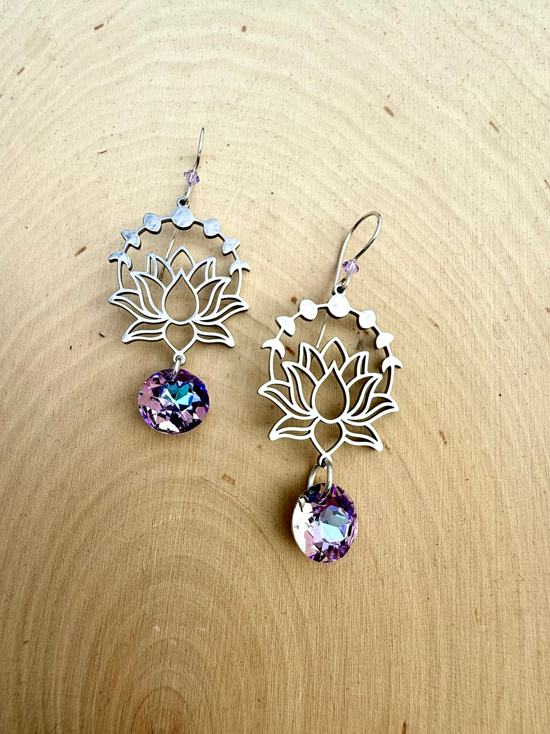 Lunar Lotus Sparkle Earrings | Sterling Silver & Austrian Crystal Em'z Blendz Soap Co.