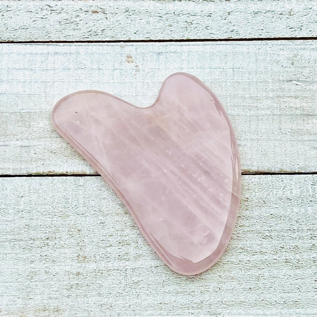 Rose Quartz Gua Sha Facial Tool    Em'z Blendz Soap Co.