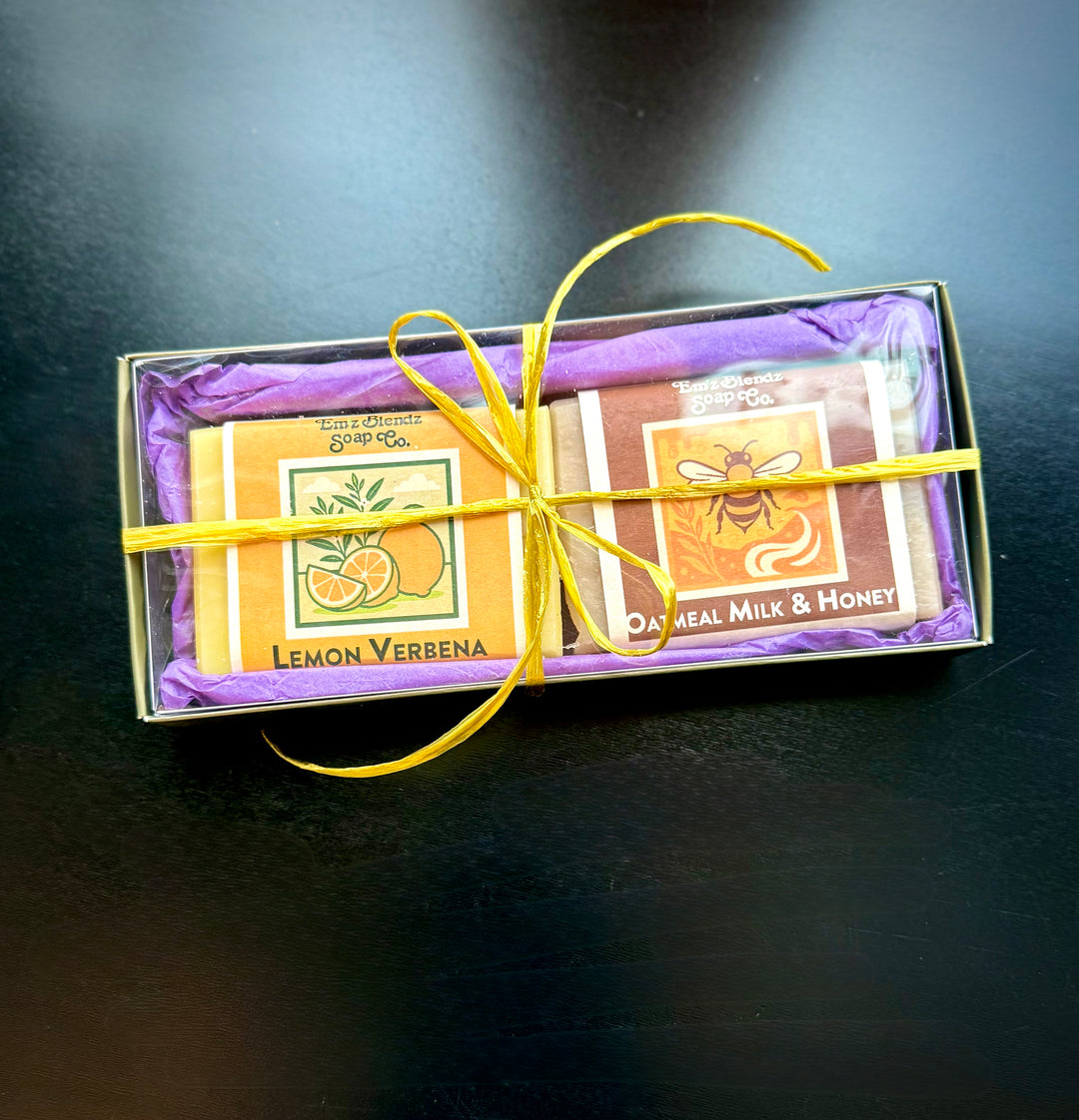 Double Bubble Soap Set - Gift Wrapped - Mt. Ashland & Lavender Em'z Blendz Soap Co.