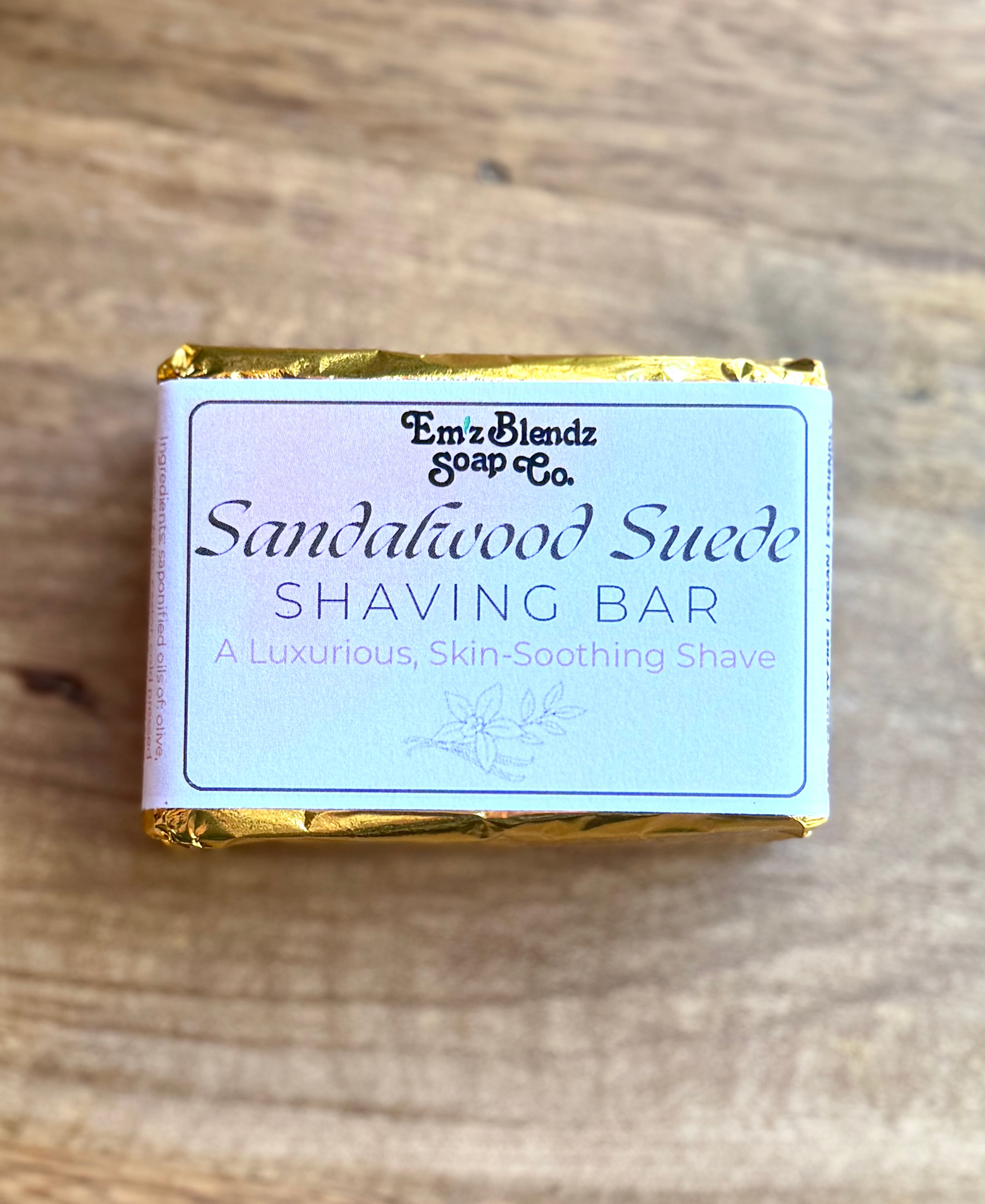 Sandalwood Suede Shaving Bar | Razor Burn Relief | Em'z Blendz