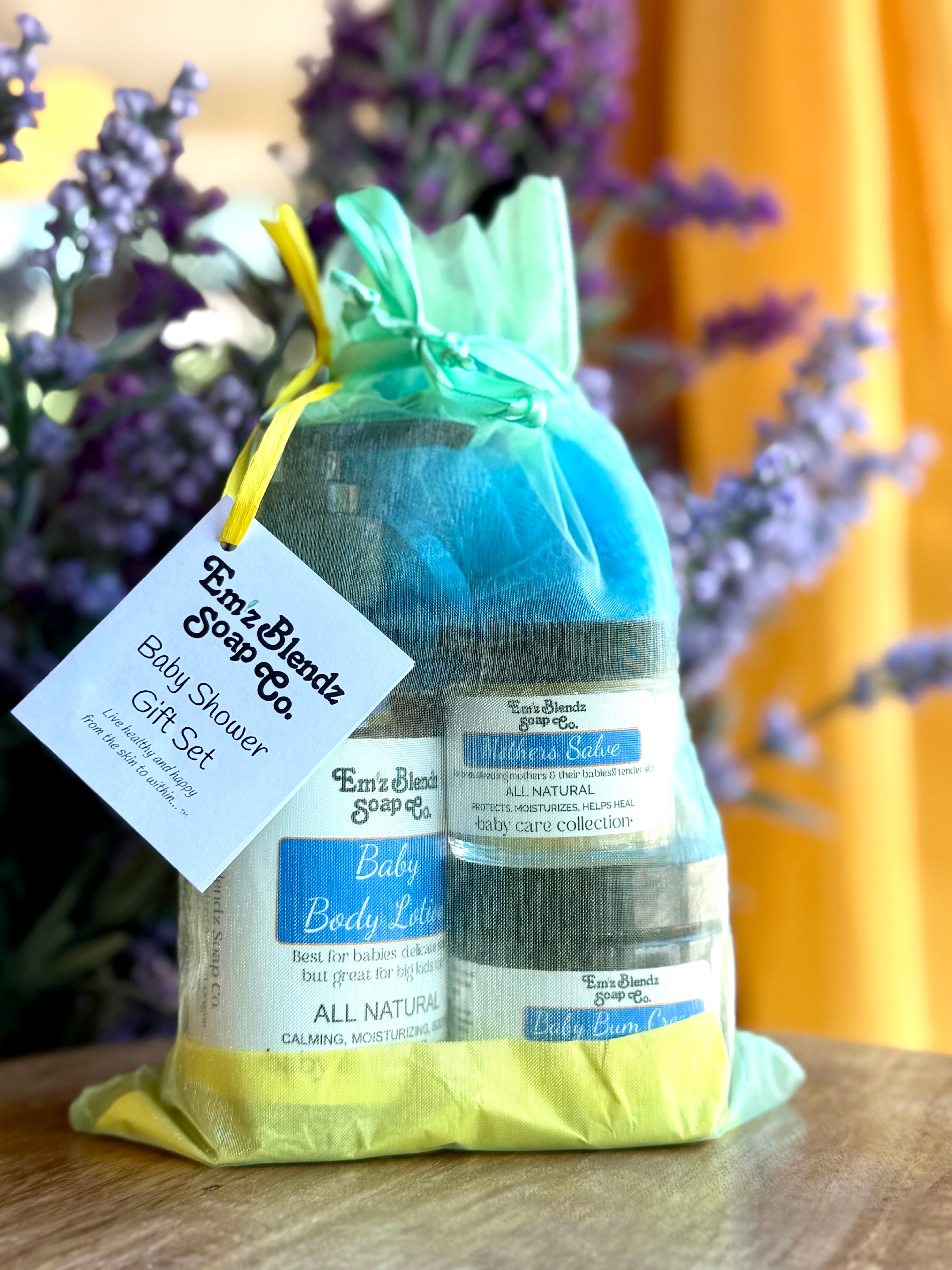 Natural Baby Shower Gift Set - Handcrafted Baby Care | Em'z Blendz Natural Baby Shower Gift Set - Handcrafted Baby Care | Em'z Blendz