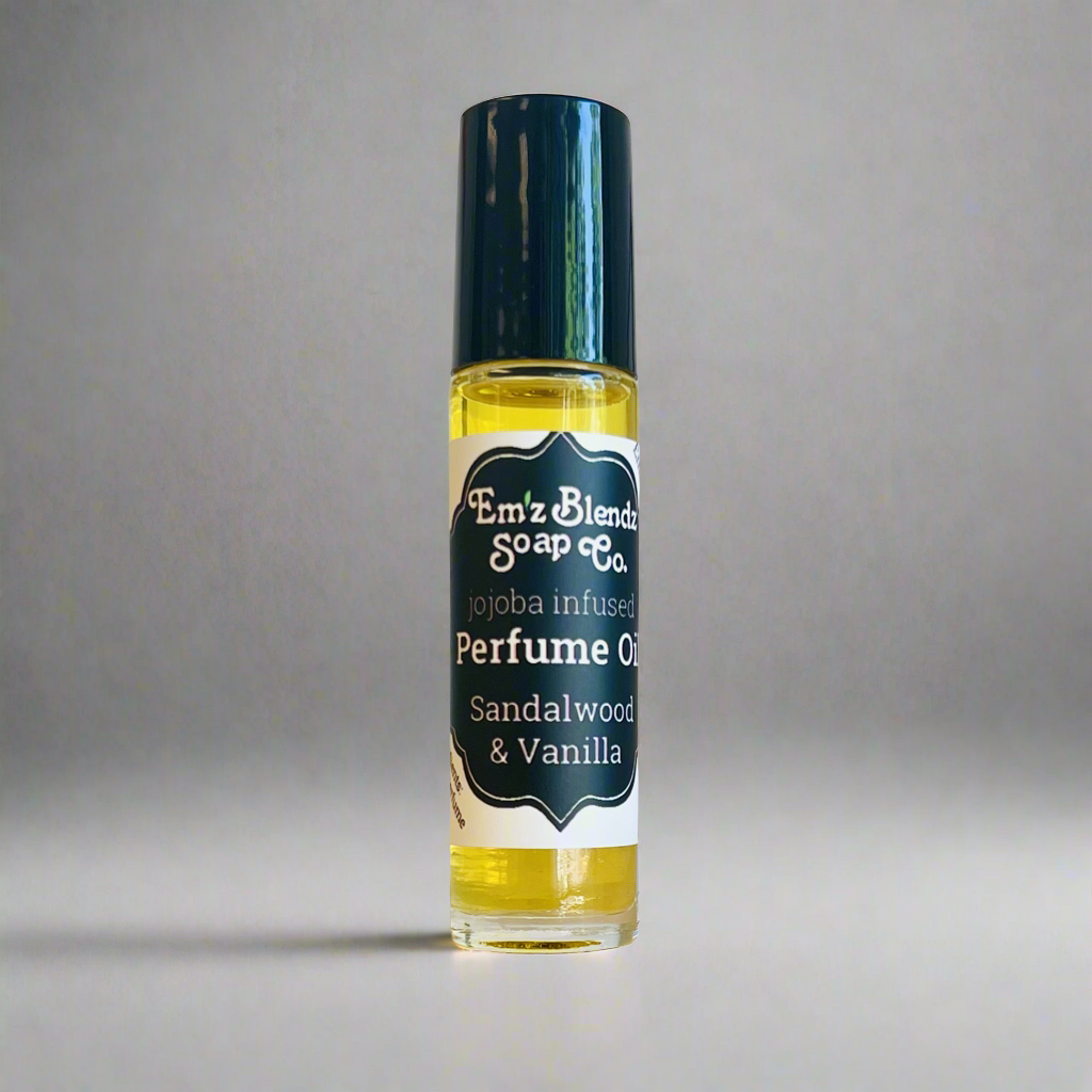 Jojoba Perfume Oil | Sandalwood Vanilla    Em'z Blendz Soap Co.