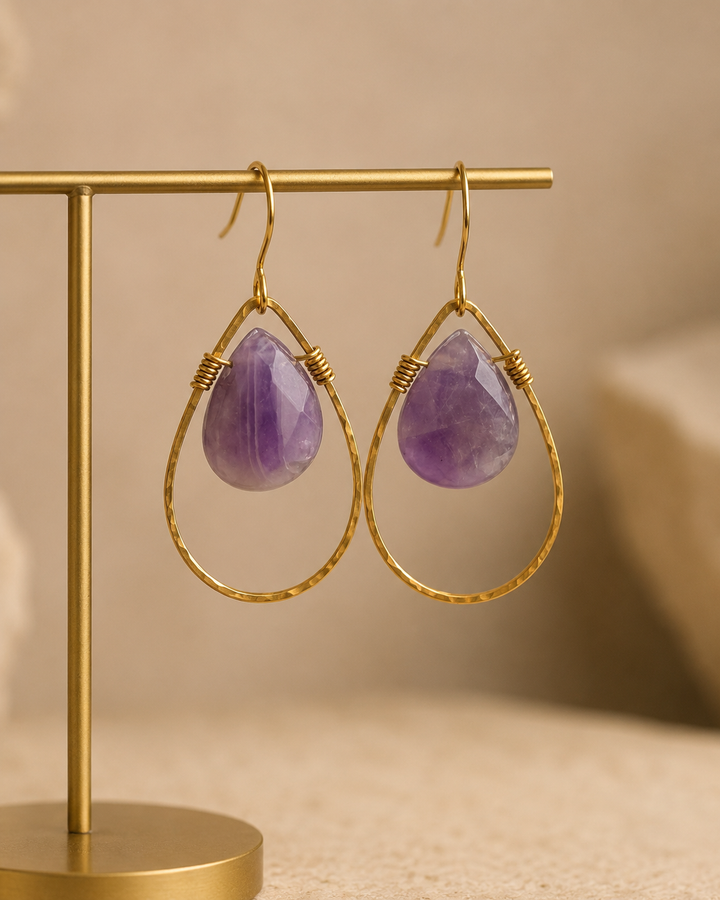 Radiant Teardrop Gemstone Earrings