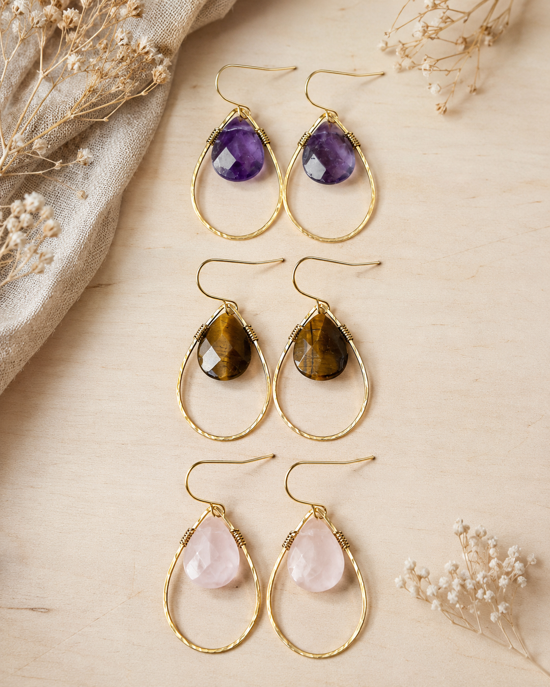 Radiant Teardrop Gemstone Earrings