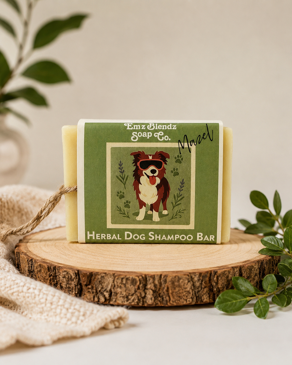 All Natural Dog Shampoo Bar with Wrist Loop Em'z Blendz Soap Co.