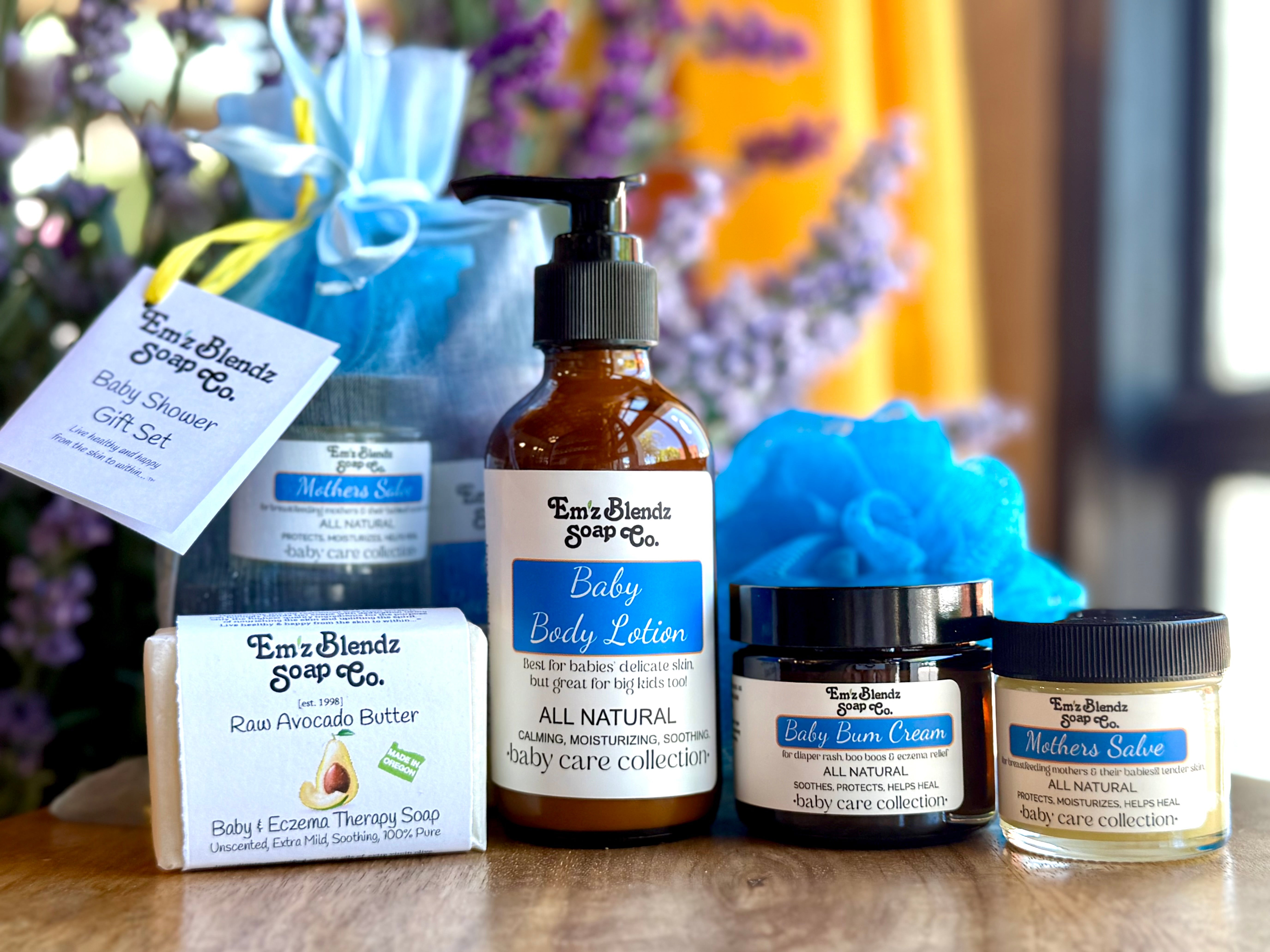 Natural Baby Shower Gift Set - Handcrafted Baby Care | Em'z Blendz Natural Baby Shower Gift Set - Handcrafted Baby Care | Em'z Blendz