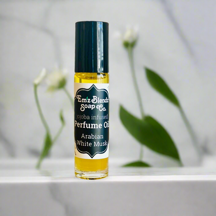 Jojoba Perfume Oil | Arabian White Musk | Long-lasting Elegance    Em'z Blendz Soap Co.