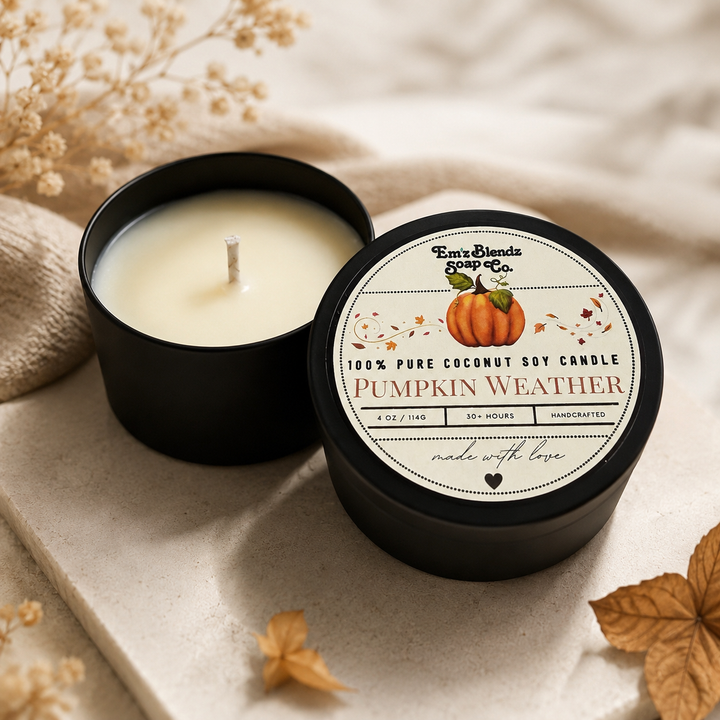 Pumpkin Weather Soy Candle in Tin