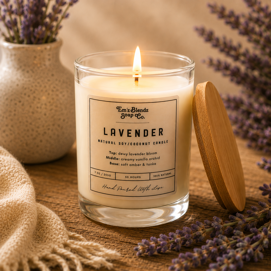 Relaxing Lavender | Natural Wax Candle Em'z Blendz Soap Co.