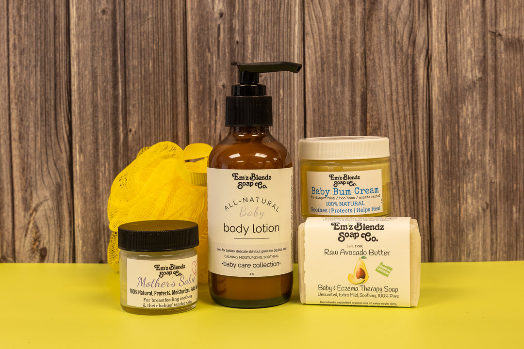 Baby Shower Gift Set - Gentle, Natural Care for Mom & Baby    Em'z Blendz Soap Co.