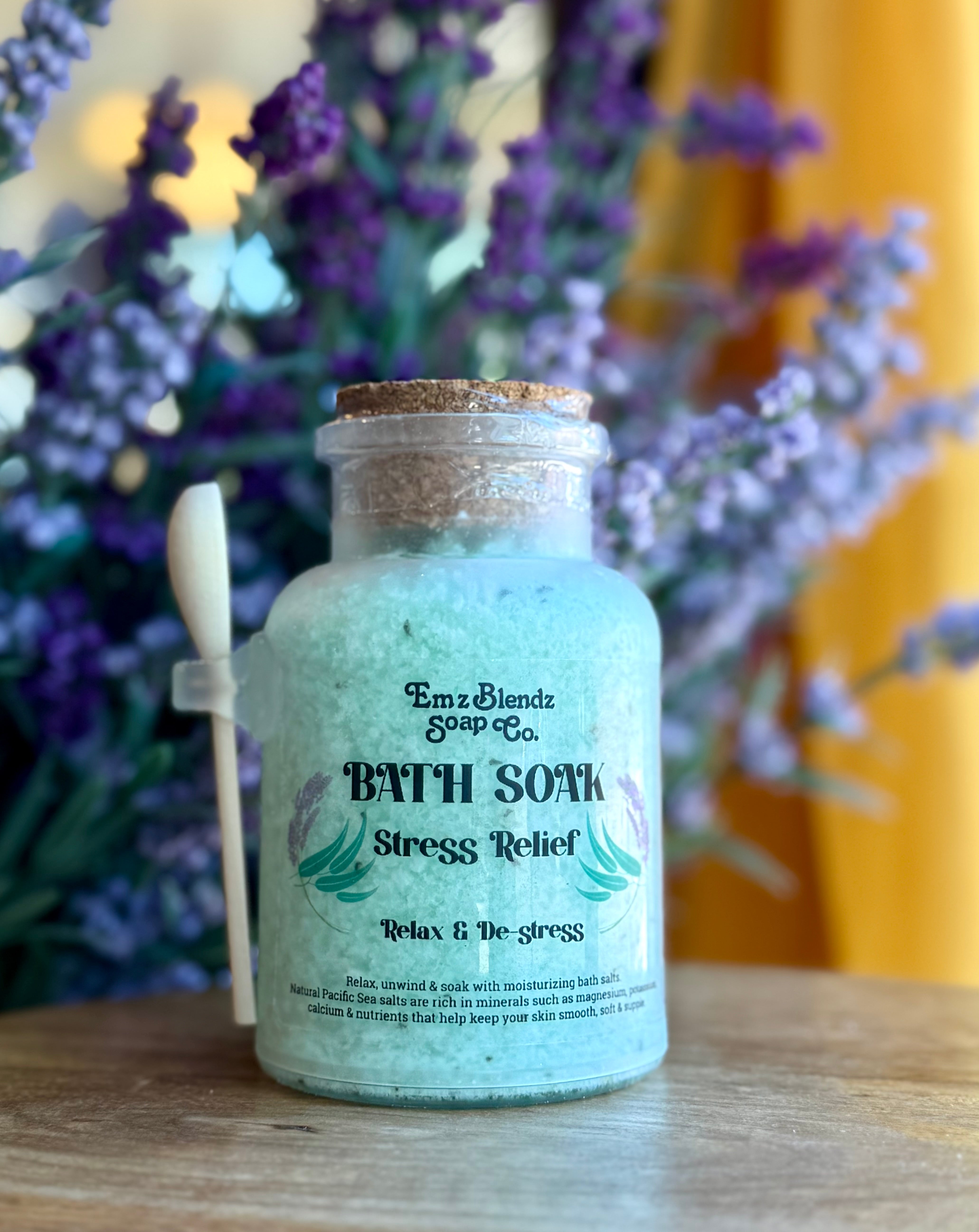 Stress Relief Bath Soak | Eucalyptus Lavender Bath Salts | Em'z Blendz