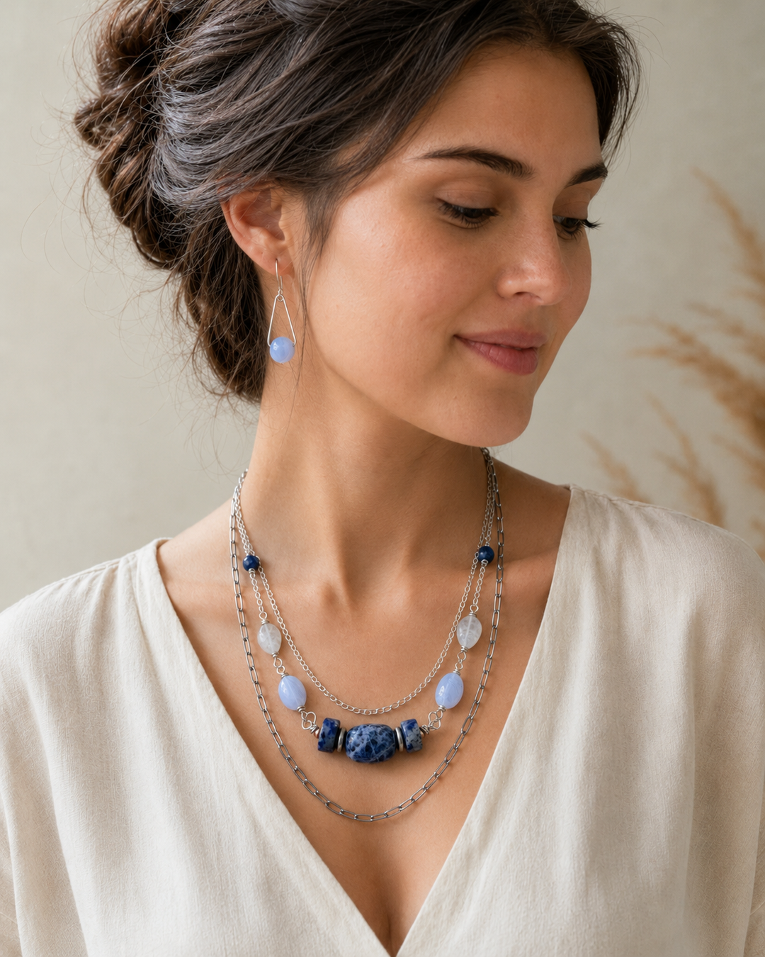 Truth Teller Necklace & Earring Set | Sodalite, Lapis & Sterling Silver
