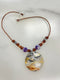 Crazy Lace Agate & Amethyst Necklace | Handcrafted Sterling Silver & Leather