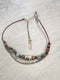 Crazy Lace Agate, Ammonite & Peach Moonstone Adjustable Leather Necklace | Handcrafted Jewelry