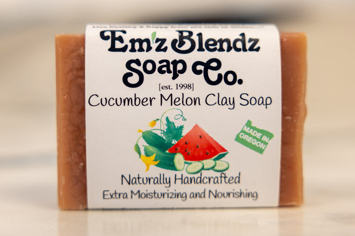 Cucumber Melon & Clay Soap | Detoxifying Cleanser for Oily and Combination Skin    Em'z Blendz Soap Co.