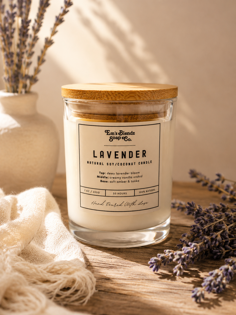 Relaxing Lavender | Natural Wax Candle Em'z Blendz Soap Co.