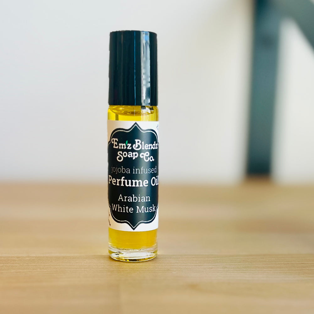 Jojoba Perfume Oil | Arabian White Musk | Long-lasting Elegance    Em'z Blendz Soap Co.