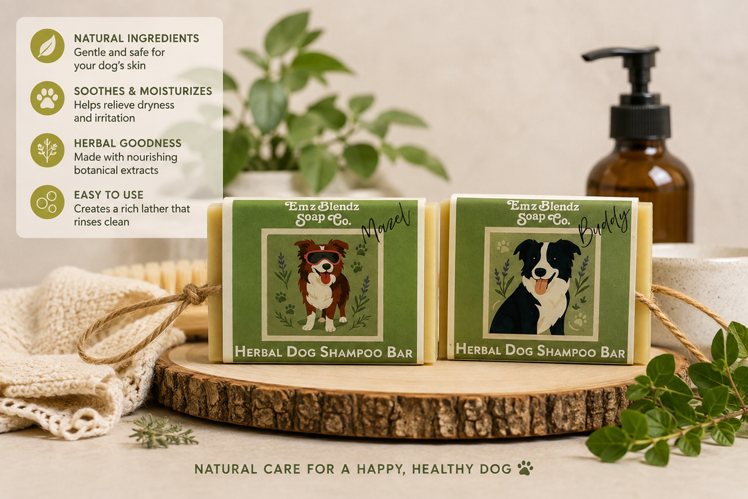 All Natural Dog Shampoo Bar with Wrist Loop Em'z Blendz Soap Co.