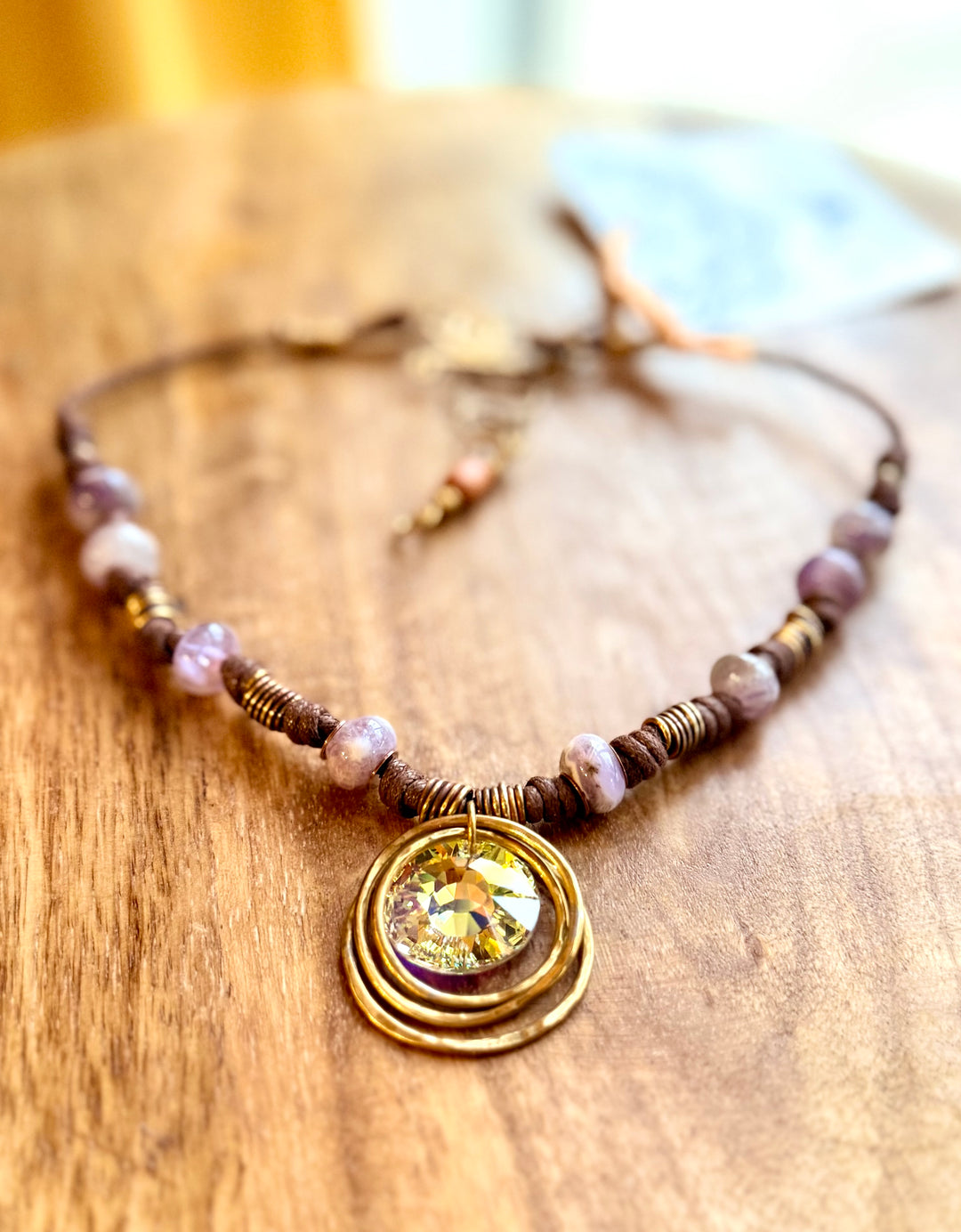 Vintage Sunlight Crystal & Amethyst Necklace | Handcrafted Jewelry Em'z Blendz Soap Co.