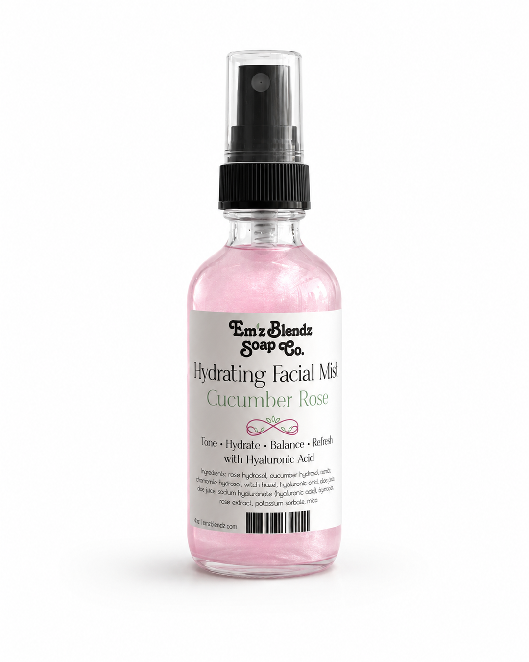 Hydrating Facial Mist | Cucumber Rose with Hyaluronic Acid Em'z Blendz Soap Co.