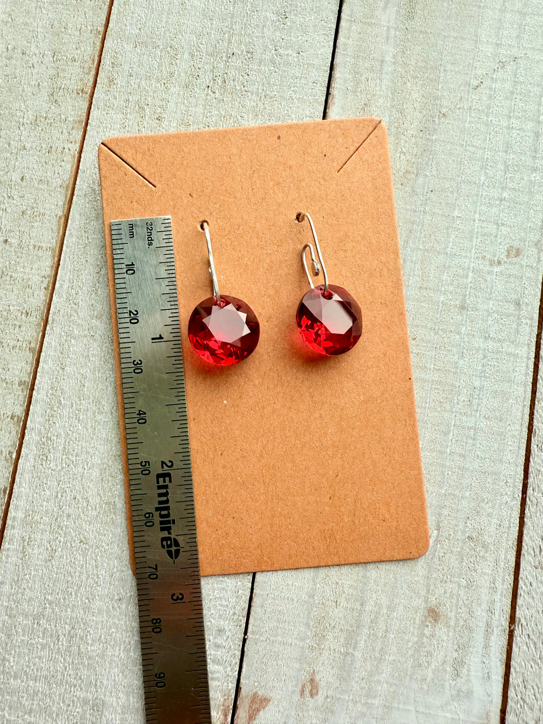 Scarlet Red Sterling Silver Paperclip Earrings Em'z Blendz Soap Co.