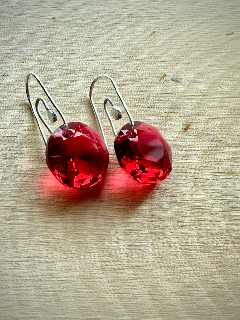 Scarlet Red Sterling Silver Paperclip Earrings Em'z Blendz Soap Co.