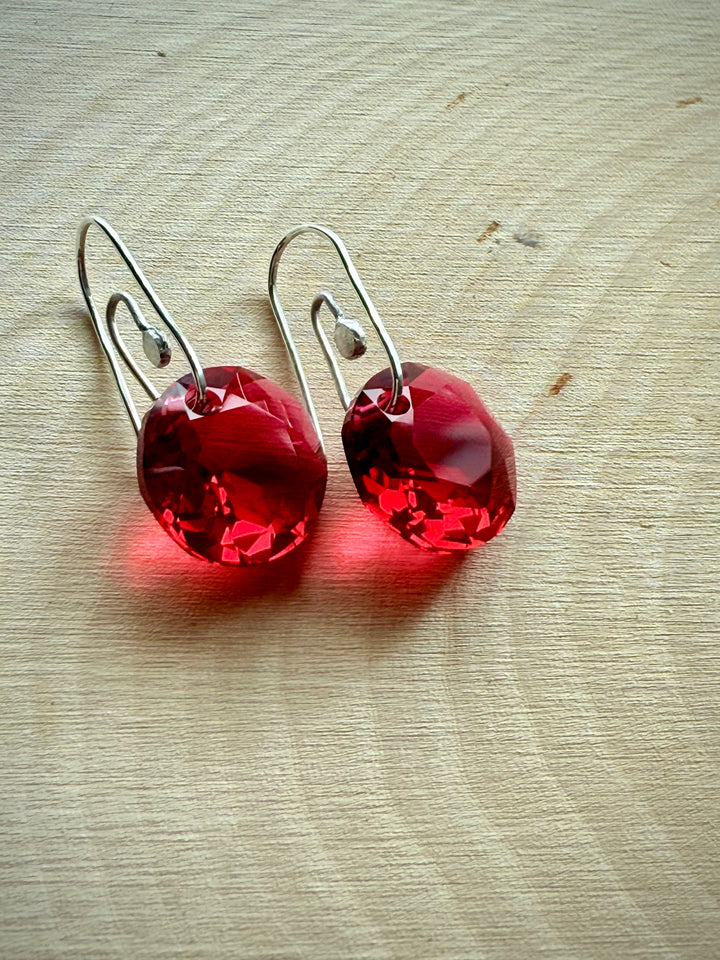 Scarlet Red Sterling Silver Paperclip Earrings Em'z Blendz Soap Co.