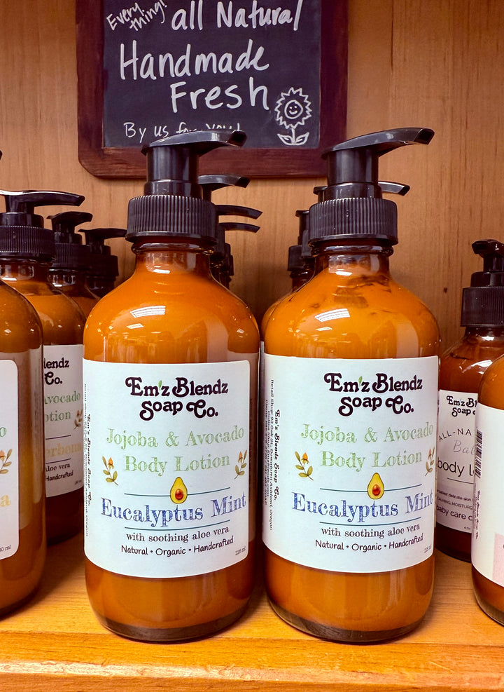 Eucalyptus Mint Jojoba & Avocado Hand & Body Lotion Em'z Blendz Soap Co.