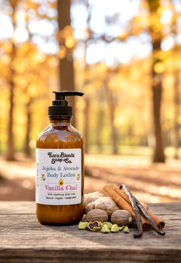 レモン様ATODELLE moisture & MAJESTA lotion Vanilla Chai Tea Body Lotion - Spiced Moisturizer | Em'z Blendz