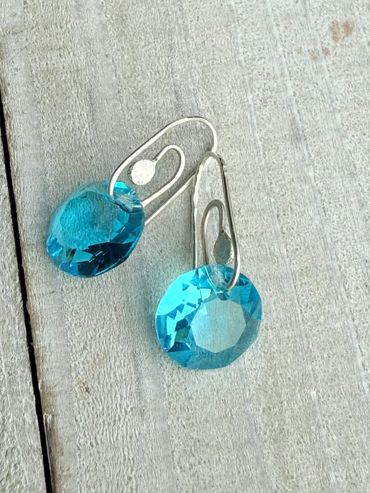 Aquamarine Sterling Silver Paperclip Earrings Em'z Blendz Soap Co.