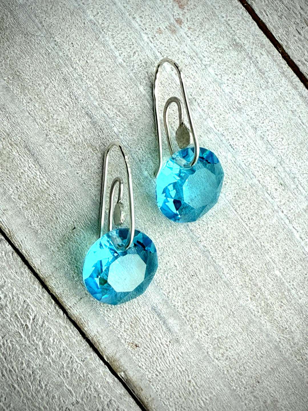 Aquamarine Sterling Silver Paperclip Earrings Em'z Blendz Soap Co.