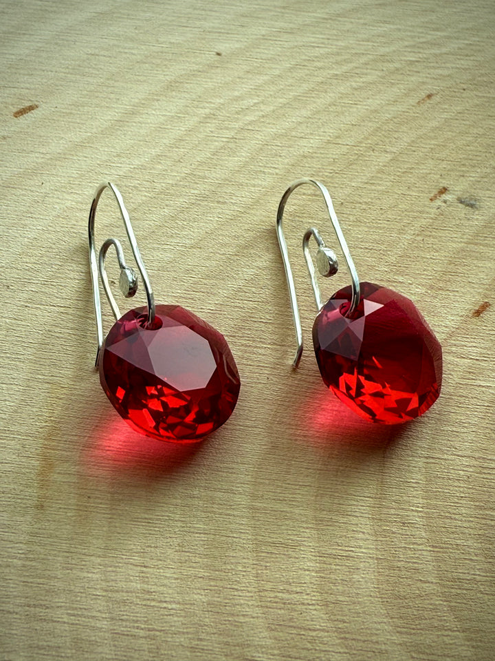 Scarlet Red Sterling Silver Paperclip Earrings Em'z Blendz Soap Co.