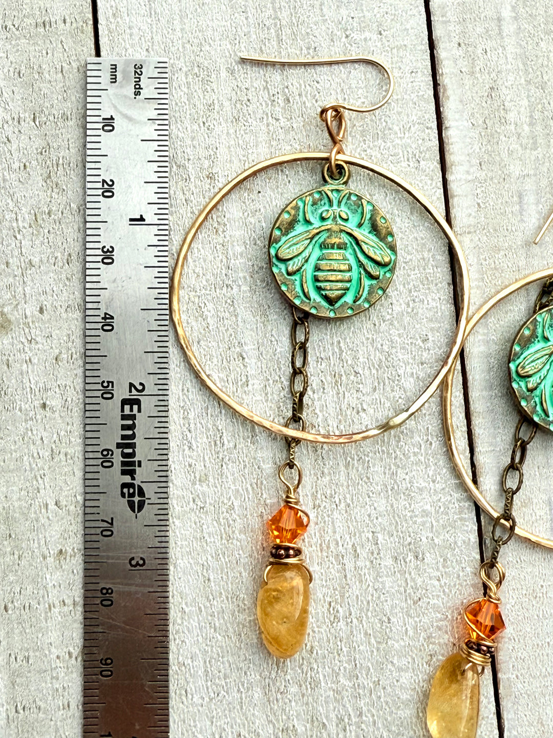 Citrine Honeybee Earrings Em'z Blendz Soap Co.