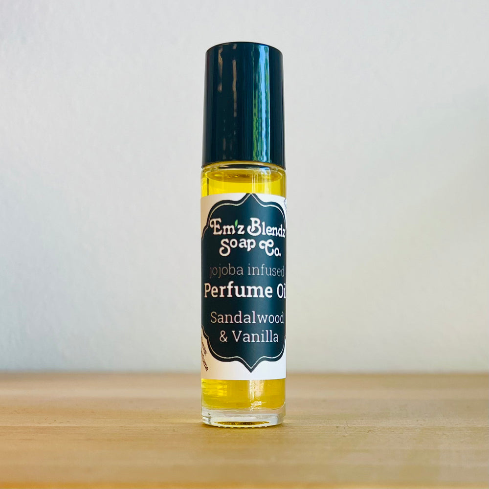 Jojoba Perfume Oil | Sandalwood Vanilla    Em'z Blendz Soap Co.