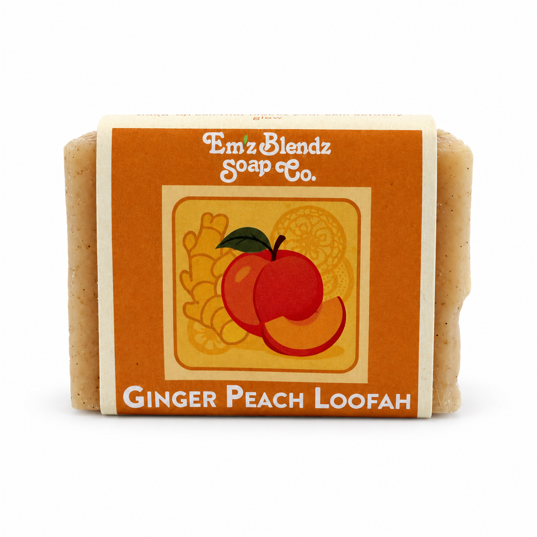 Ginger Peach Loofah Soap Bar Em'z Blendz Soap Co.