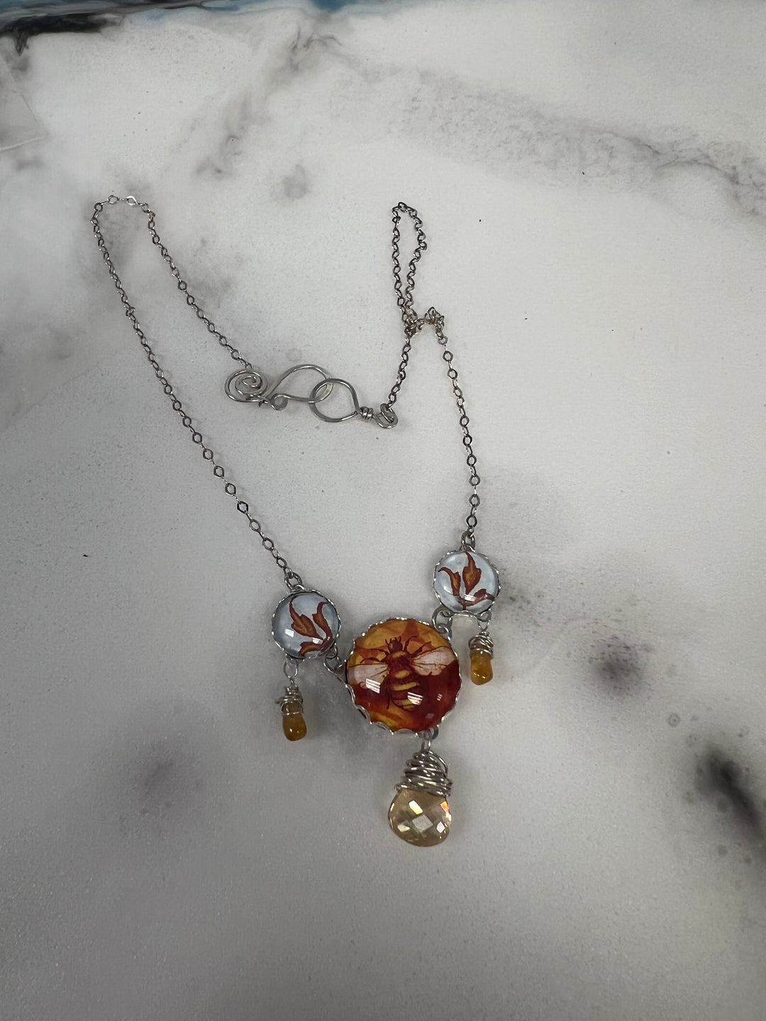 Honey Bee Necklace | Sterling Silver with Citrine & Swarovski Crystal Em'z Blendz Soap Co.