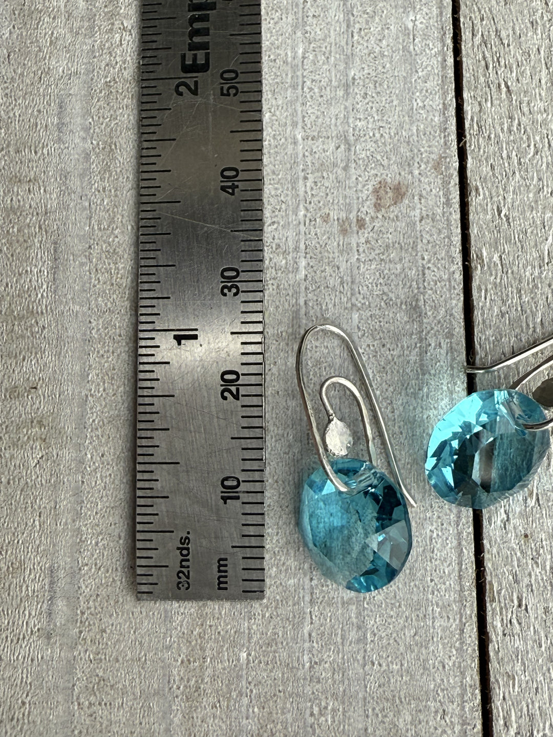 Aquamarine Sterling Silver Paperclip Earrings Em'z Blendz Soap Co.