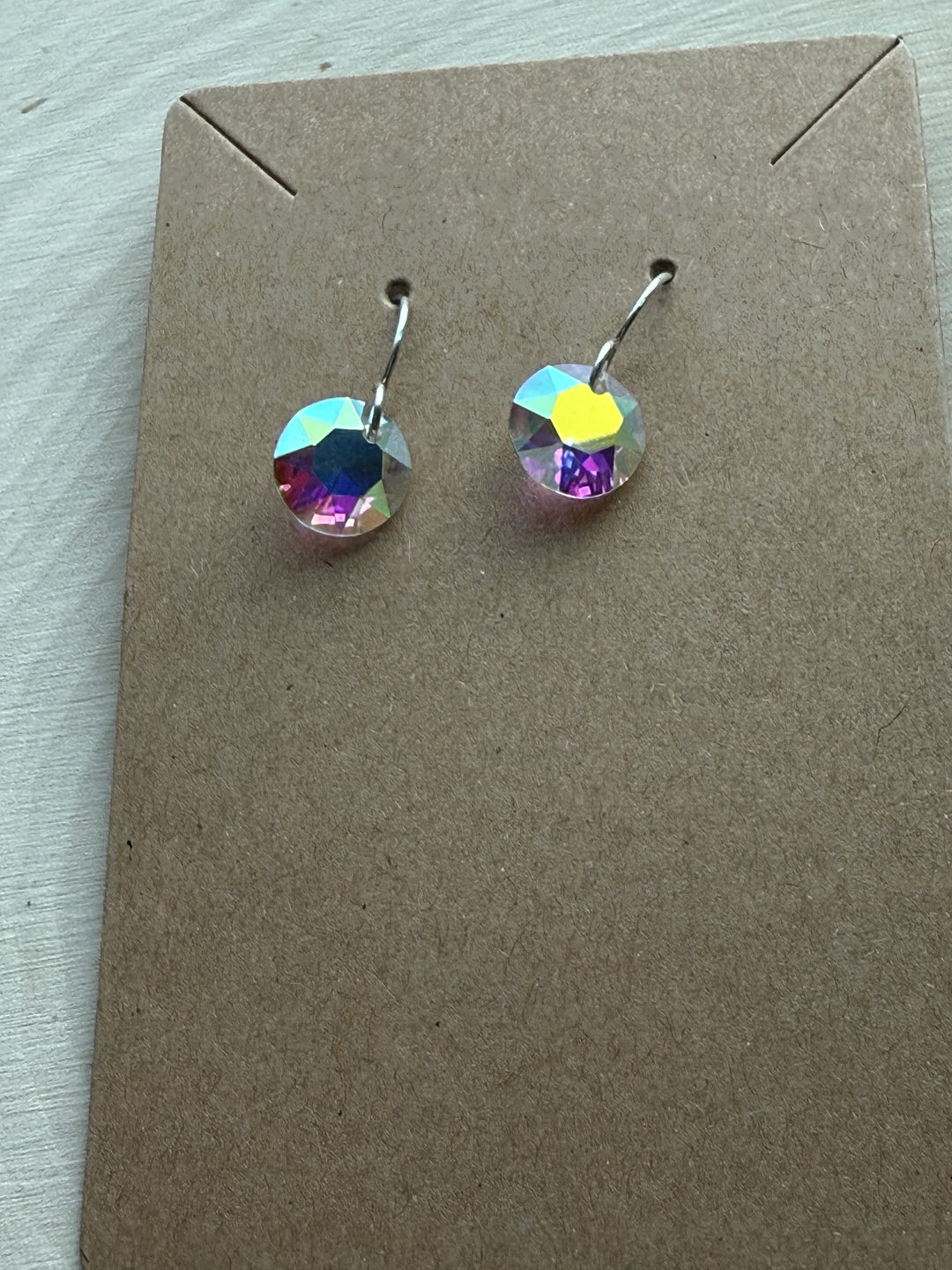 Earrings | Iridescent Crystal Drops with Solid Sterling Silver Em'z Blendz Soap Co.