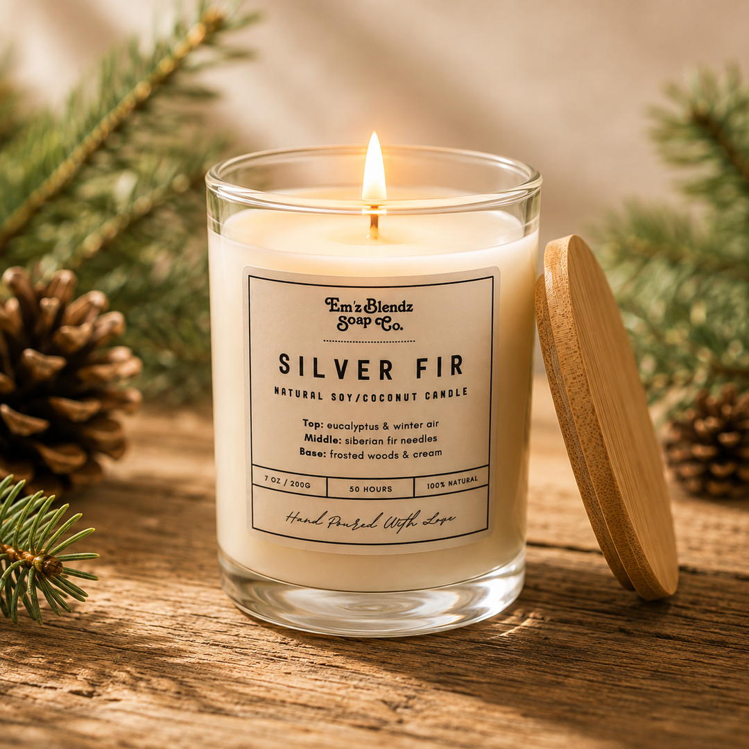 Silver Fir Tree | Natural Wax Candle Em'z Blendz Soap Co.