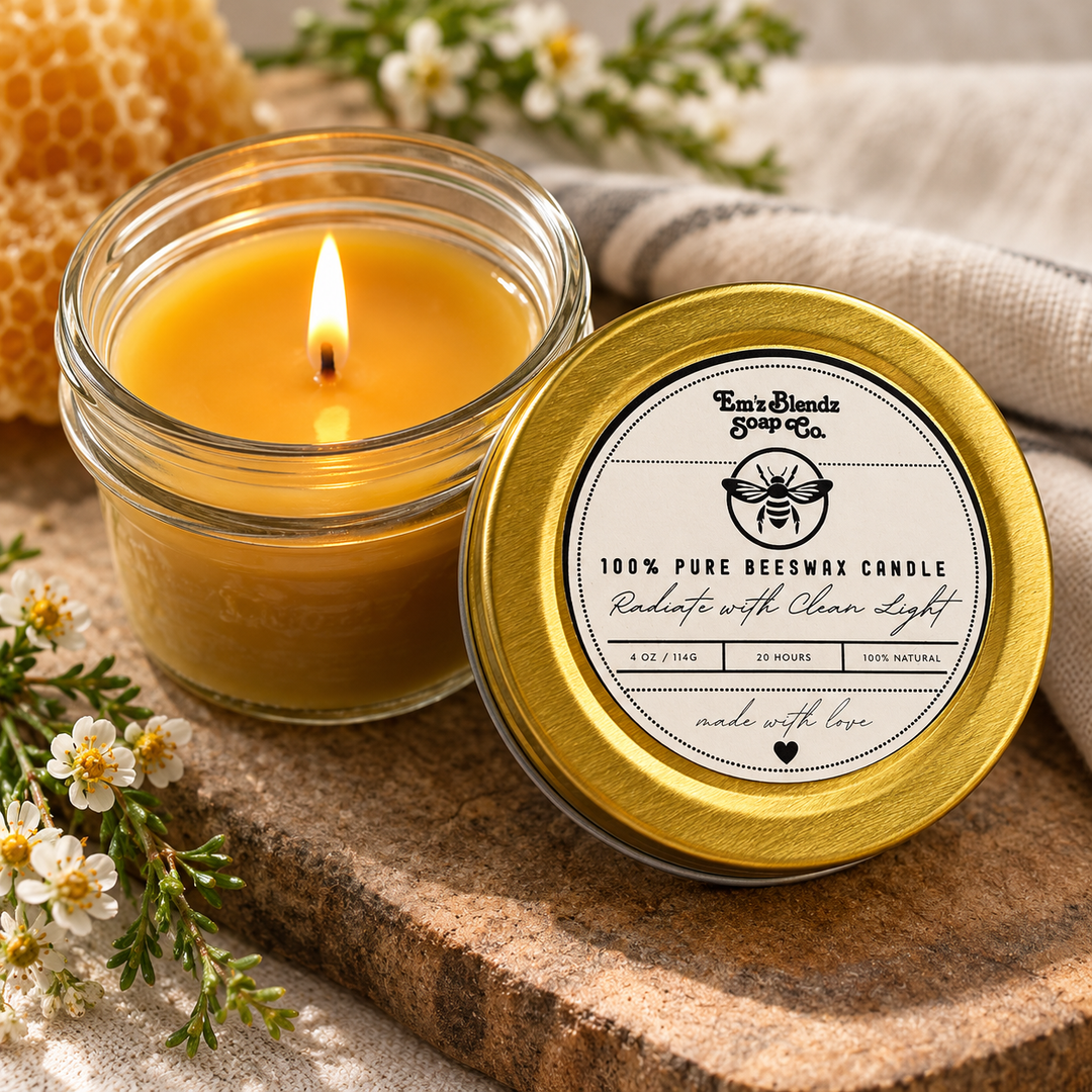 100% Pure Beeswax Candle Em'z Blendz Soap Co.