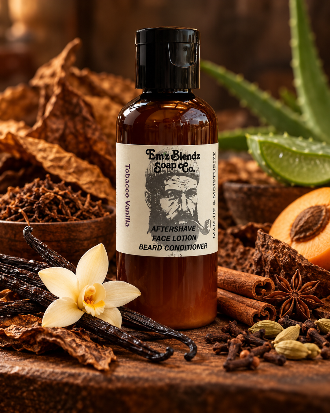 Tobacco Vanilla | Lightweight Aftershave Face Lotion & Beard Conditioner Em'z Blendz Soap Co.