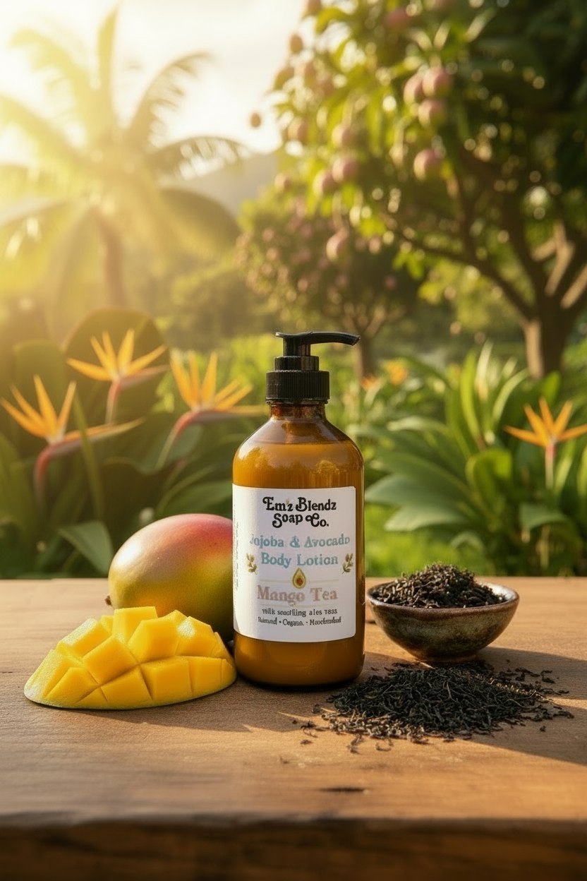 Mango Tea Jojoba & Avocado Hand & Body Lotion Em'z Blendz Soap Co.