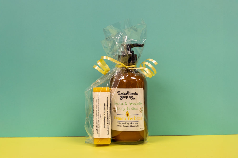 Lemon Verbena Jojoba Lotion and Lemon Verbena Soap Gift Set    Em'z Blendz Soap Co.