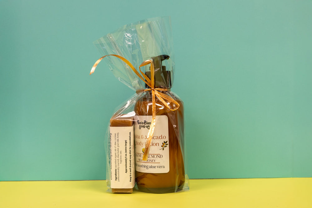 Oatmeal Milk & Honey Jojoba Lotion and Soap Gift Set    Em'z Blendz Soap Co.